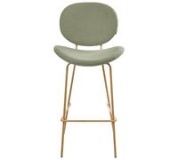 Beliani Lot de 2 Chaises de Bar Rétro en Bouclé avec Pieds en Fer Meuble de Salle à Manger Vert Clair Luana