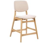 Beliani Lot de 2 Chaises de Bar Retro en Tissu Bouclé Structure en Bois sans Accoudoirs Marron Clair et Beige Elaine