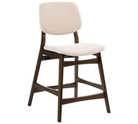 Beliani Lot de 2 Chaises de Bar Retro en Tissu Bouclé Structure en Bois sans Accoudoirs Marron et Beige Elaine