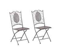 Beliani Lot de 2 Chaises de Bistrot Extérieur Pliantes en Métal Vieilli Noir Bormio