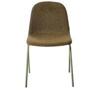 Beliani Lot de 2 Chaises de Conférence en Bouclé Rembourré Pieds en Fer Mobilier de Bureau Empilable Vert Loma