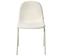 Beliani Lot de 2 Chaises de Conférence en Bouclé Rembourré Pieds en Fer Mobilier de Bureau Empilable Blanc Cassé Loma