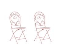 Beliani - Lot de 2 Chaises de Jardin - Albinia - Pliantes, en Métal, Rose