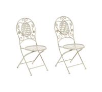 Beliani - Lot de 2 Chaises de Jardin - Bivio - en Acier, Blanc Cassé