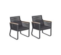 Beliani - Lot de 2 Chaises de Jardin - Canetto - en Aluminium, Noir
