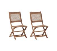 Beliani Lot de 2 Chaises de Jardin en Bois d'Acacia Certifié Pliables Extérieur Bois Marron Foncé Paraggi