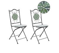 Beliani Lot de 2 Chaises de Jardin en Métal Pliables Fer Forgé Carreaux de Mosaïque Céramique Noir Civate