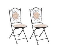 Beliani Lot de 2 Chaises de Jardin Pliantes en Métal Mosaïque Céramique Multicolore Settala