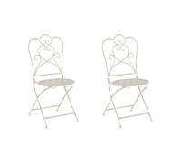 Beliani - Lot de 2 Chaises de Jardin - Trieste - Pliantes, en Métal, Beige