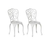 Beliani Lot de 2 Chaises de Jardin Vintage Aluminium Salle à Manger Meubles d'Extérieur Blanc Cassé Triora
