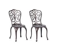 Beliani Lot de 2 Chaises de Jardin Vintage Aluminium Salle à Manger Meubles d'Extérieur Marron Triora
