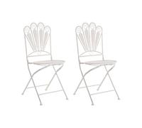 Beliani Lot de 2 Chaises de Jardin Vintage Pliantes Cadre en Fer Blanc Cassé Pavia