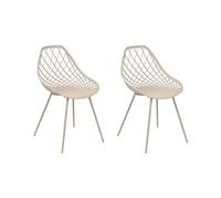 Beliani Lot de 2 Chaises de Repas en Matière Synthétique Beige Treillis Ajouré Canton II