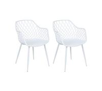 Beliani Lot de 2 Chaises de Repas en Matière Synthétique Blanches Treillis Ajouré Nashua II