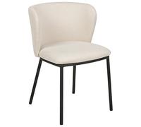 Beliani Lot de 2 Chaises de Repas Modernes sans Accoudoirs en Tissu Blanc Cassé Mina