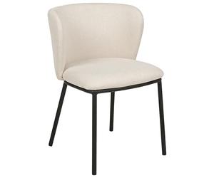 Beliani Lot de 2 Chaises de Repas Modernes sans Accoudoirs en Tissu Blanc Cassé Mina
