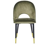 Beliani Lot de 2 Chaises de Repas Rétro Glamour en Velours Vert Olive et Pieds en Métal Noir Magalia