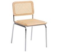 Beliani Lot de 2 Chaises de Salle à Manger Bohème Moderne Vintage Assise en Rotin PE Synthétique Pieds en Fer sans Accoudoirs Embouts de Protection Marron Clair Corvallis