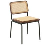 Beliani Lot de 2 Chaises de Salle à Manger Bohème Vintage Assise et Dossier en Rotin PE Pieds en Fer sans Accoudoirs Marron Corvallis