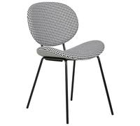 Beliani Lot de 2 Chaises de Salle à Manger Design Rétro sans Accoudoirs en Polyester Noir et Blanc Luana