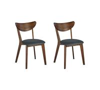 Beliani Lot de 2 Chaises de Salle à Manger en Bois d'Hévéa Foncé et Polyester Gris Erie