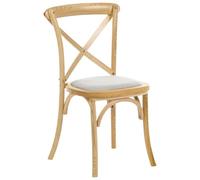 Beliani Lot de 2 Chaises de Salle à Manger en Bois Dossier Croisé Style Rustique Assise Rembourrée Marron Clair et Beige Lyons