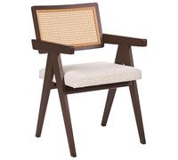 Beliani Lot de 2 Chaises de Salle à Manger en Bou adre en Bois d'Hévéa Meuble de Cuisine Marron et Beige Clair Ava