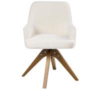 Beliani Lot de 2 Chaises de Salle à Manger en Bouclé Pivotantes avec Accoudoirs Pieds en Bois Blanc Cassé Sylvania