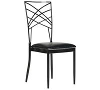 Beliani Lot de 2 Chaises de Salle à Manger en Métal Noir et Assise Cuir PU Blanc Girard