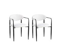 Beliani Lot de 2 Chaises de Salle à Manger Moderne en Métal Siège Rembourré Blanc Tanevik