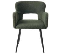 Beliani Lot de 2 Chaises de Salle à Manger Modernes avec Accoudoirs et Assise Rembourrage Touffeté en Tissu Bouclé Vert Foncé Sanilac