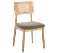 Beliani Lot de 2 Chaises de Salle à Manger Rétro Bouclé Structure Bois d'Hévéa Laqué Marron Clair et Taupe Embar