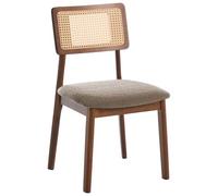 Beliani Lot de 2 Chaises de Salle à Manger Rétro Bouclé Structure Bois d'Hévéa Laqué Marron et Taupe Embar
