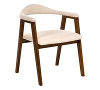 Beliani Lot de 2 Chaises de Salle à Manger Rétro en Polyester Sièges Rembourrés avec Accoudoirs Bois d'Hévéa Marron Foncé Oneco