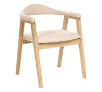 Beliani Lot de 2 Chaises de Salle à Manger Rétro en Polyester Sièges Rembourrés avec Accoudoirs Bois d'Hévéa Marron Clair Oneco