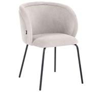 Beliani Lot de 2 Chaises de Salle à Manger Retro en Tissu Base en Métal sans Accoudoirs Blanc Cassé Sarasota