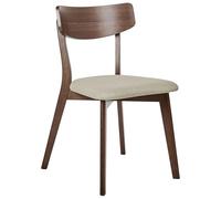 Beliani Lot de 2 Chaises de Salle à Manger Rétro sans Accoudoirs Assise en Tissu Beige Clair Structure Marron Holly