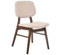 Beliani Lot de 2 Chaises de Salle à Manger Rétro sans Accoudoirs Assise en Tissu Bou eige Clair Structure Marron Foncé Elaine