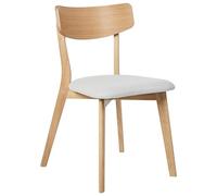 Beliani Lot de 2 Chaises de Salle à Manger Rétro sans Accoudoirs Assise en Tissu Gris Structure Marron Clair Hope