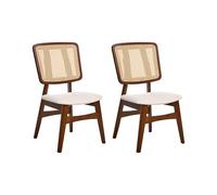 Beliani Lot de 2 Chaises de Salle à Manger Rétro Siège Rembourré Dossier Tissu Structure Bois d'Hévéa Laqué Marron Foncé Alcova