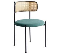 Beliani Lot de 2 Chaises de Salle à Manger Rétro Structure en Métal Noir Dossier en Tresse Viennoise Assise en Tissu Vert Andover