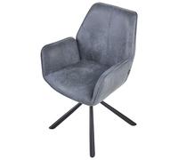 Beliani Lot de 2 Chaises de Salle à Manger Scandinave en Daim Synthétique Pivotantes Dossier Haut Gris Warner