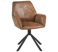 Beliani Lot de 2 Chaises de Salle à Manger Scandinave en Daim Synthétique Pivotantes Dossier Haut Marron Clair Warner