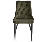 Beliani Lot de 2 Chaises de Salle à Manger Scandinave en Velours sans Accoudoirs Pieds en Fer Vert Olive Avenir