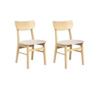 Beliani Lot de 2 Chaises de Salle à Manger Structure en Bois Clair Assise Tissu Beige Clair Anoka