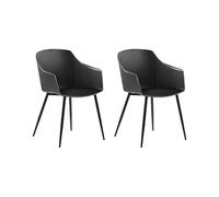 Beliani Lot de 2 Chaises Design avec Siège en Plastique Noir et Piètement en Métal Noir pour Salle à Manger Salon ou Cuisine Scandinave et Moderne