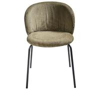 Beliani Lot de 2 Chaises en Velours Côtelé de Salle à Manger Pieds en Fer Dossier Arrondi Rembourré Vert Olive Miles