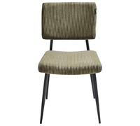 Beliani Lot de 2 Chaises en Velours Côtelé Salle à Manger Rembourrées Pieds en Fer Vert Olive Sturgis