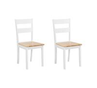 Beliani Lot 2 Chaises Traditionnelles en Bois Clair et Blanc pour Salle à Manger ou Cuisine au Style Moderne Scandinave ou Rustique