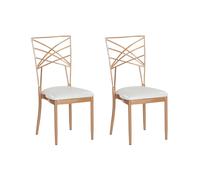 Beliani - Lot de 2 Chaises - Girard - en Métal et Simili-cuir, Rose Doré et Blan